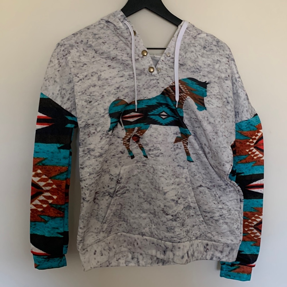 Aztec hoodie with horse